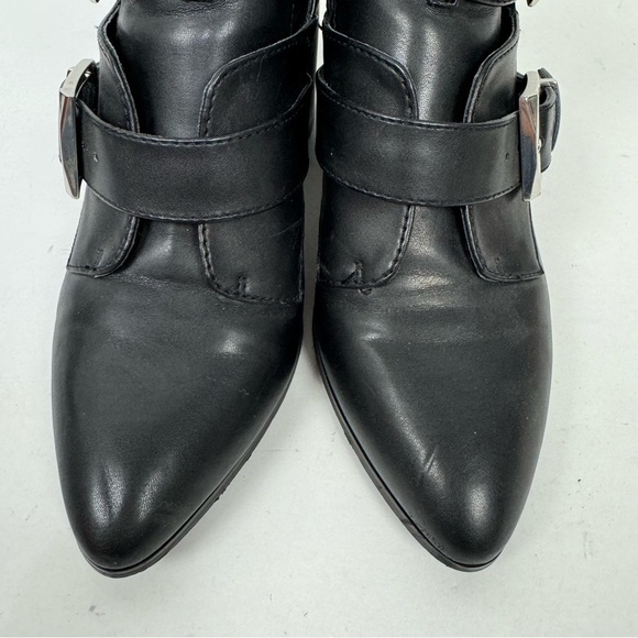 Steve Madden Joker Black Pointed Toe Buckle Heeled Boots Ankle Boots Minimalist - Picture 3 of 8
